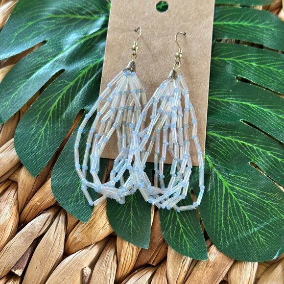 BOGO FREE WHITE BEADED EARRINGS BOHEMIAN - Picture 1 of 4